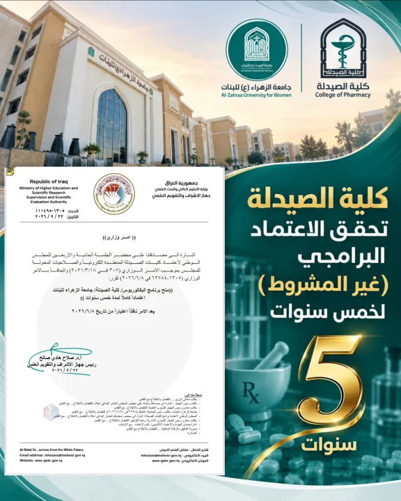 College of Pharmacy at Al-Zahraa University for Women Receives Five-Year Unconditional Programmatic Accreditation