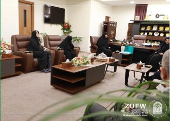 تعاون ثقافي رصين ، وتطلعات للمرأة المسلمة ، عناوين لزيارة وفد جامعة الزهراء ع الإيرانية في قم المقدسة إلى نظيرتها العراقية .