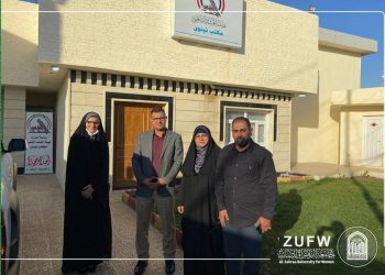 The President of Al-Zahra University (peace be upon her) for women, Dr. Zainab Abdul-Hussein Mulla Al-Sultani, on an inspection visits the headquarters of the Popular Mobilization Authority in Nainawa governorate.