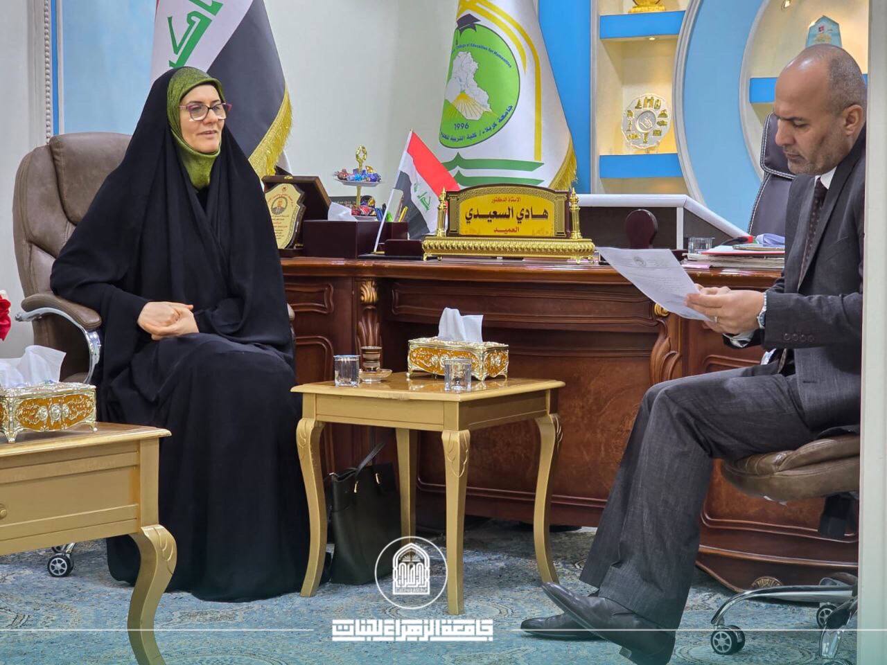 كلية التربية في جامعة الزهراء (ع) للبنات تبحث سبل التعاون العلمي مع نظيرتها في جامعة كربلاء